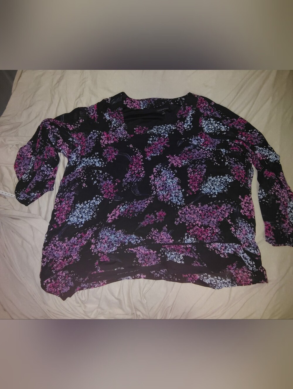 Black Floral Print Women's Blouse